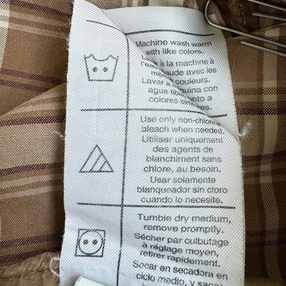 Carhartt Mens Short Sleeve Button Shirt Size L 100% Cotton Work Plaid Tan - Picture 6 of 7